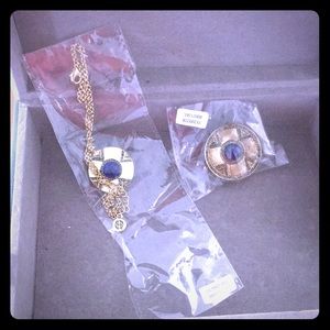 House of Harlow blue and gold jewelry set
